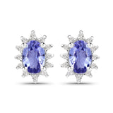 2.00 Carat Genuine Tanzanite and White Topaz .925 Sterling Silver Jewelry Set