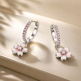 925 Sterling Silver Earrings with CZ and Enamel, 2.2x0.8m, for Women