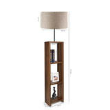 Homing Beige Decorative Floor Lamp with 3-Tier Shelf - Modern Fabric Shade