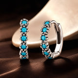 925 Sterling Silver Turquoise Earrings for Women 1.4x0.5cm