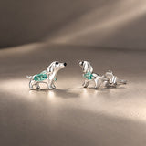 925 Sterling Silver White Gold Plated Transparent Glass Enamel 0.7 x 1.0 cm Earrings for Women