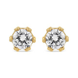 14K White Gold 1/2 Cttw Round Diamond Crown Stud Earring (I-J Color, I1-I2 Clarity)