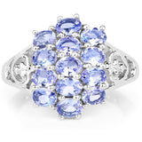 2.21 Carat Genuine Tanzanite .925 Sterling Silver Ring