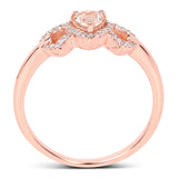 0.37 Carat Genuine Morganite and White Diamond 14K Rose Gold Ring