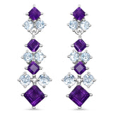 4.94 Carat Genuine Amethyst & Blue Topaz .925 Sterling Silver Earrings