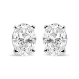14K White Gold 3/4 Cttw Oval Shape Lab Grown Diamond Solitaire Stud Earrings (F-G Color, VS1-VS2 Clarity)