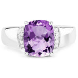 2.65 Carat Genuine  Amethyst and White Topaz .925 Sterling Silver Ring