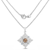 3.00 Carat Genuine Smoky Quartz, Blue Topaz and White Topaz .925 Sterling Silver Pendant