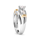 14K Yellow and White Gold 1/3 Cttw Marquise Diamond Cocktail Engagement Ring Set (H-I Color, SI1-SI2 Clarity) - Size 7