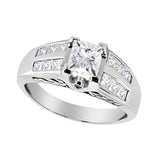 14K White Gold 1 1/4 Cttw Princess Cut Diamond Channel Set Engagement Ring (H-I Color, SI1-SI2 Clarity) - Ring Size 7