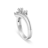 14K White Gold 3/8 Cttw Diamond Swirl Engagement Bridal Ring Set