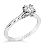 14K White Gold 7/8 Cttw Lab Grown Diamond Solitaire Cathedral Style Engagement Ring (F-G Color, VS1-VS2 Clarity) - Size 5