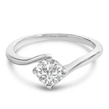 14K White Gold 4/5 Cttw Round Lab Grown Diamond Bypass Solitaire Engagement Ring (F-G Color, VS1-VS2 Clarity) - Ring Size 5