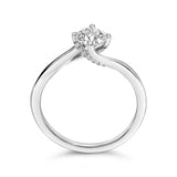 14K White Gold 4/5 Cttw Round Lab Grown Diamond Bypass Solitaire Engagement Ring (F-G Color, VS1-VS2 Clarity) - Ring Size 5