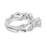 14K White Gold Lab Grown Diamond 1.0 Cttw Vintage Style Engagement Ring and Band Set - Ring Size 5