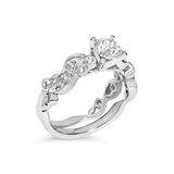 14K White Gold Lab Grown Diamond 1.0 Cttw Vintage Style Engagement Ring and Band Set - Ring Size 5