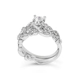 14K White Gold Lab Grown Diamond 1.0 Cttw Vintage Style Engagement Ring and Band Set - Ring Size 5