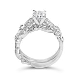 14K White Gold Lab Grown Diamond 1.0 Cttw Vintage Style Engagement Ring and Band Set - Ring Size 5