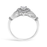 14K White Gold 3/8 Cttw Diamond Claddagh Heart Ring