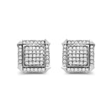 10K White Gold 1.0 Cttw Diamond  Composite with Halo Stud Earrings (H-I Color, I1-I2 Clarity)