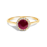 10K White Gold Purple Amethyst and 1/10 Cttw Diamond Halo Ring