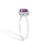 10K White Gold Purple Amethyst and 1/10 Cttw Diamond Halo Ring