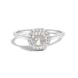10K White Gold Purple Amethyst and 1/10 Cttw Diamond Halo Ring
