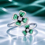925 Sterling Silver Enamel Pavé CZ Ring for Women