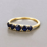 1.05 Carat Genuine Blue Sapphire and White Diamond 14K Yellow Gold Ring