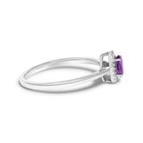 10K White Gold 5X3MM Oval Purple Amethyst and Diamond Accent Halo Ring (I-J Color, I1-I2 Clarity) - Ring Size 6.5