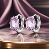 925 Sterling Silver Earrings with Transparent Glass, 12x7mm, for Women