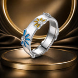 925 Sterling Silver Enamel Ring Size 6.0 for Women