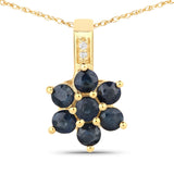 0.43 Carat Genuine Blue Sapphire and White Diamond 10K Yellow Gold Pendant