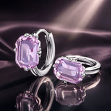 925 Sterling Silver Earrings with Transparent Glass, 12x7mm, for Women