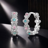 925 Sterling Silver Earrings with CZ in Pavé Setting, 12x3mm, for Women