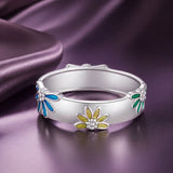 925 Sterling Silver Enamel Ring Size 6.0 for Women