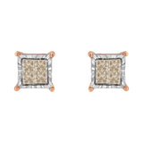 10K Two-Toned Princess-Cut Composite Diamond Stud Earrings (1/2 cttw, J-K Color, I1-I2 Clarity)
