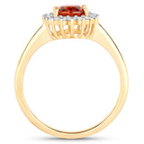 1.87 Carat Genuine Spessartite Garnet and White Diamond 14K Yellow Gold Ring