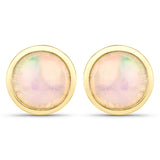 1.00 Carat Genuine Ethiopian Opal .925 Sterling Silver Earrings