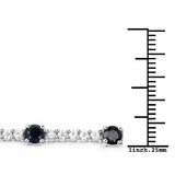 6.21 Carat Genuine Blue Sapphire and White Zircon .925 Sterling Silver Bracelet