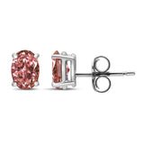 14K White Gold 1/2 Cttw Lab Grown Pink Oval 4 Prong Set Classic Diamond Solitaire Stud Earrings (Pink Color, VS2-SI1 Clarity)