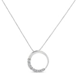 14K White Gold 1/4 Cttw Round-Cut Graduating Diamond Open Circle Hoop 18" Pendant Necklace (J-K Color, I1-I2 Clarity)