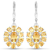 12.24 Carat Genuine Citrine and White Topaz .925 Sterling Silver 3 Piece Jewelry Set (Ring, Earrings, and Pendant w/ Chain)