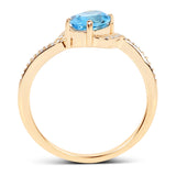 1.04 Carat Genuine Swiss Blue Topaz and White Diamond 14K Yellow Gold Ring