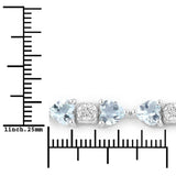 7.36 Carat Genuine Aquamarine and White Diamond .925 Sterling Silver Bracelet