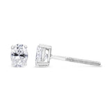14K White Gold 1.00 Cttw Lab Grown Oval Solitaire Diamond Stud Earrings (F-G Color, VS2-SI1 Clarity)