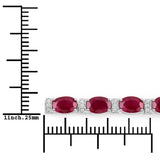 11.67 Carat Genuine Ruby and White Diamond 14K White Gold Bracelet