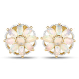 14K Yellow Gold Plated 2.70 Carat Genuine Ethiopian Opal .925 Sterling Silver Earrings