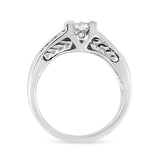 14K White Gold 1 1/4 Cttw Princess Cut Diamond Channel Set Engagement Ring (H-I Color, SI1-SI2 Clarity) - Ring Size 7