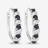 1.28 Carat Genuine Blue Sapphire and White Topaz .925 Sterling Silver Earrings